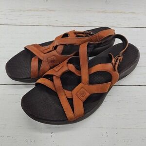 Merrellโ Agave Womens 9 Brown Leather Sandals Strappy Slingback Ankle Outdoor
